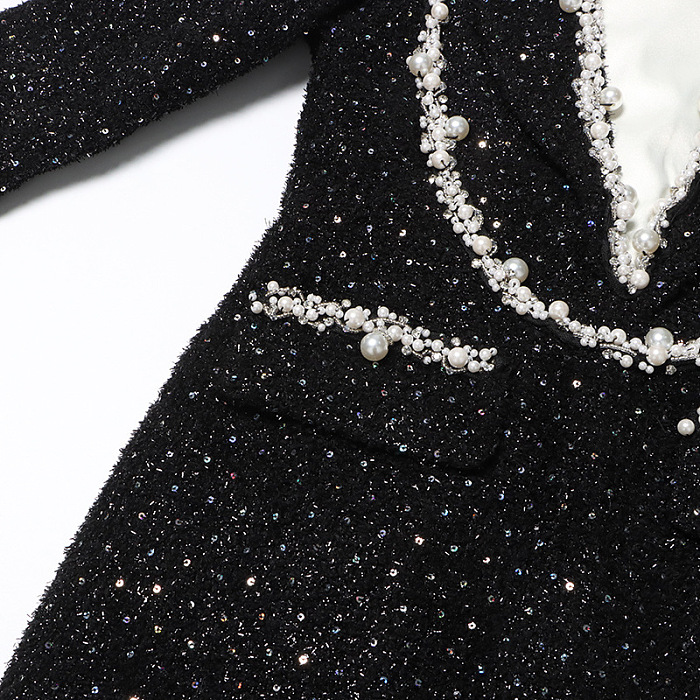 SUPER WHOLESALE| Detailed Patchwork Pearl Dress