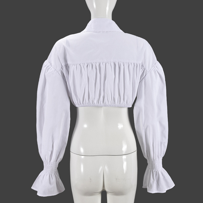 SUPER WHOLESALE|  Lantern Sleeve Patchwork Shirt