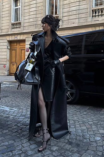 SUPER WHOLESALE|  Leather Trench Coat