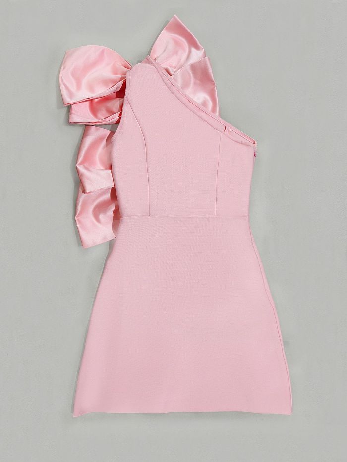 SUPER WHOLESALE|  Bows One Shoulder Mini Dress