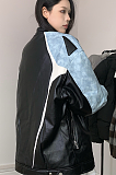 SUPER WHOLESALE| Pu Material Patchwork Jacket Top