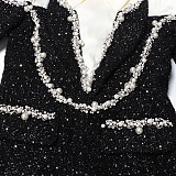 SUPER WHOLESALE| Detailed Patchwork Pearl Dress