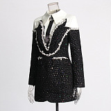 SUPER WHOLESALE| Detailed Patchwork Pearl Dress