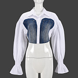 SUPER WHOLESALE|  Lantern Sleeve Patchwork Shirt