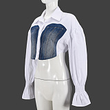 SUPER WHOLESALE|  Lantern Sleeve Patchwork Shirt