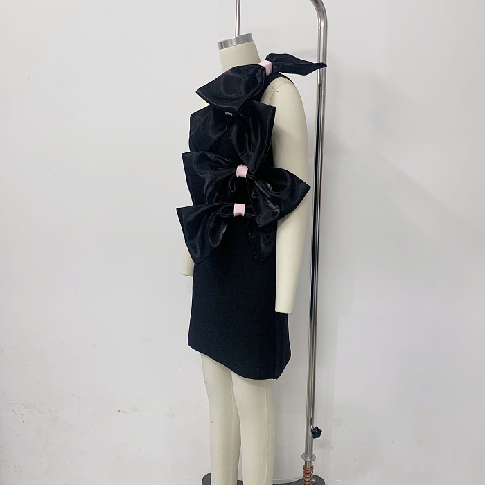 SUPER WHOLESALE|  Bows One Shoulder Mini Dress