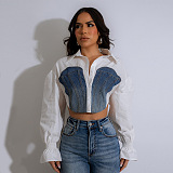 SUPER WHOLESALE|  Lantern Sleeve Patchwork Shirt