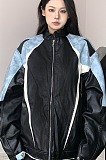 SUPER WHOLESALE| Pu Material Patchwork Jacket Top