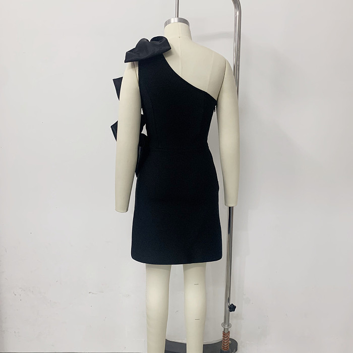 SUPER WHOLESALE|  Bows One Shoulder Mini Dress