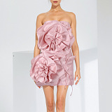 SUPER WHOLESALE|  Big Rose Strapless Mini Dress