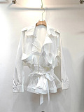 SUPER WHOLESALE| Waist Tie Wave Shirt