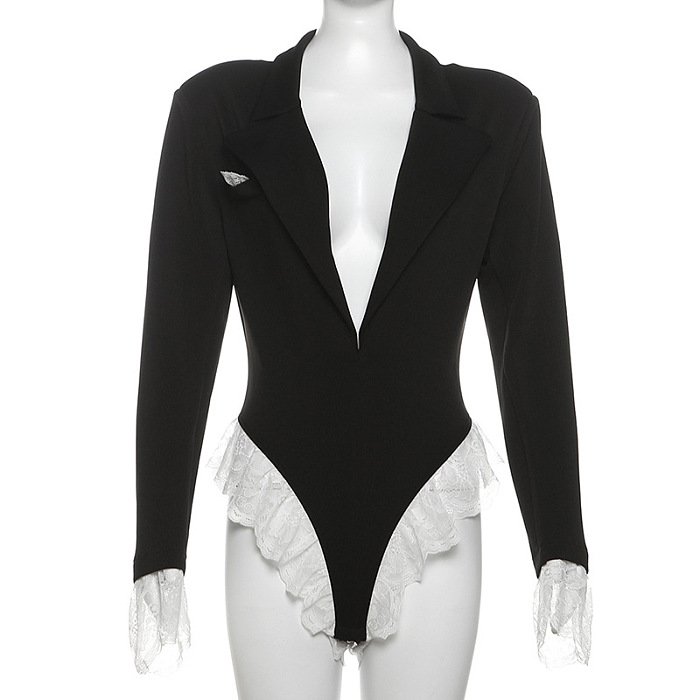 SUPER WHOLESALE| Pluging Neck Bodysuit