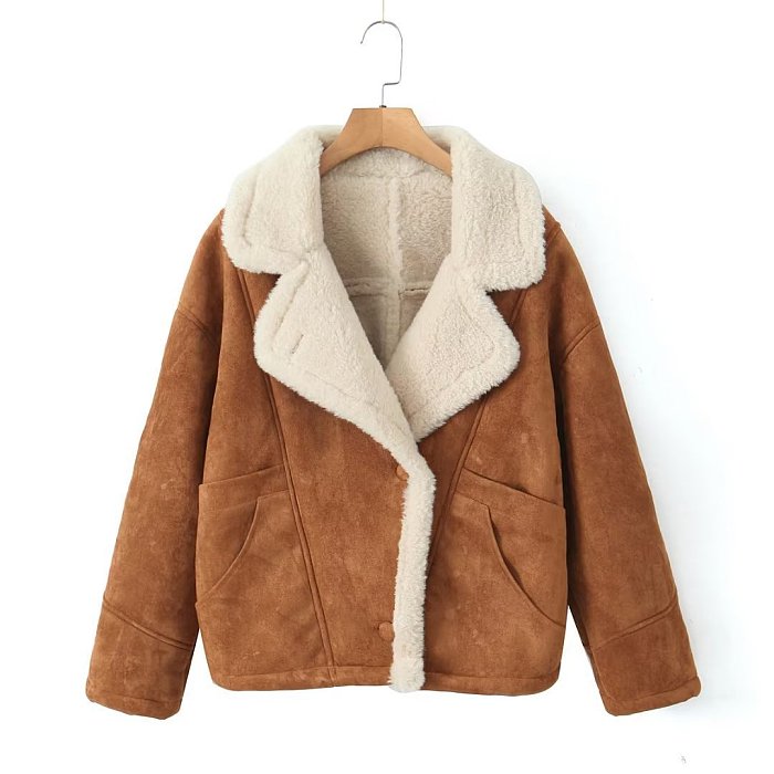 SUPER WHOLESALE|  Warm Vintage Lamb Wool Loose Casual Jacket