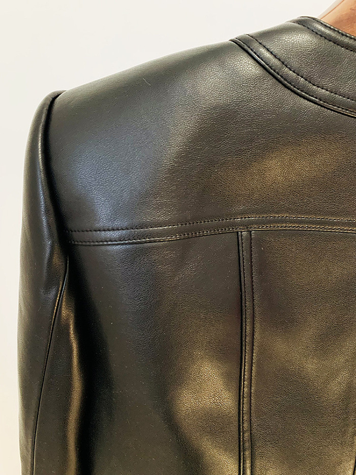 SUPER WHOLESALE| Detailed Gold Button Leather Skirt Set