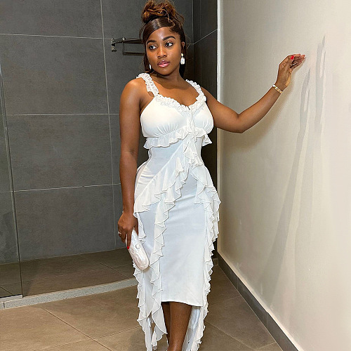 SUPER WHOLESALE|  Ruffles Maxi Long Dress