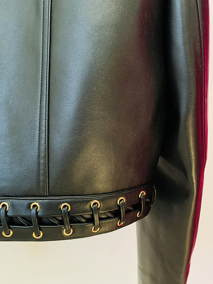 SUPER WHOLESALE| Detailed Gold Button Leather Skirt Set