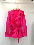 SUPER WHOLESALE| Waist Tie Wave Shirt