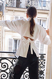 SUPER WHOLESALE|  Waist-Defining Backless Hollow-Out Tie-Up Shirt