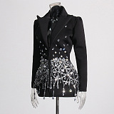 SUPER WHOLESALE|  Rhinestone Blazer Collar Dress