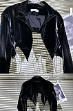 SUPER WHOLESALE|  Pu Material Chain Crop Jacket Top