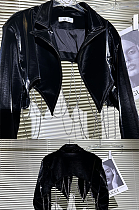 SUPER WHOLESALE|  Pu Material Chain Crop Jacket Top