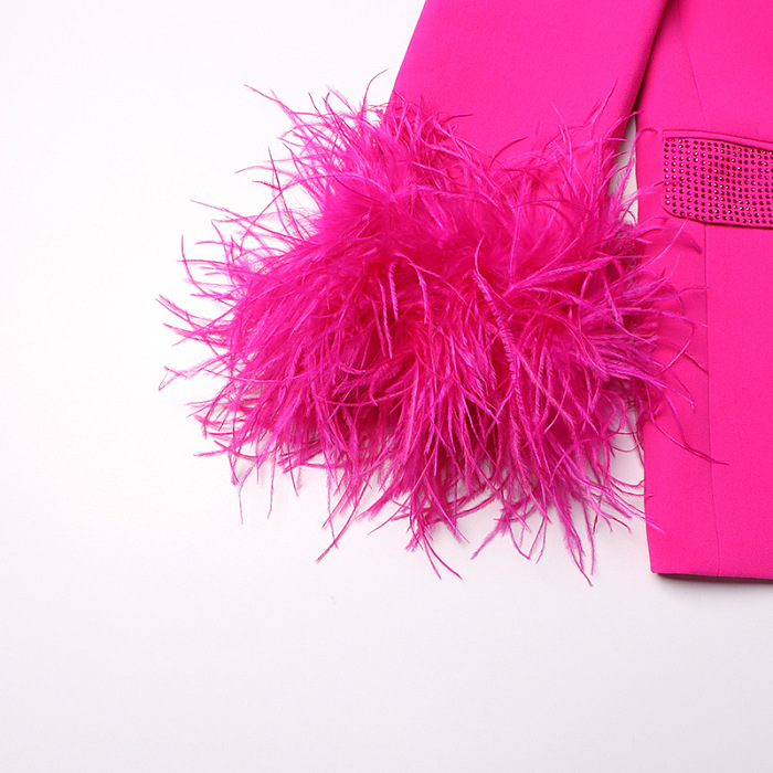 SUPER WHOLESALE|  Feather Cuffs Bling Blazer Top