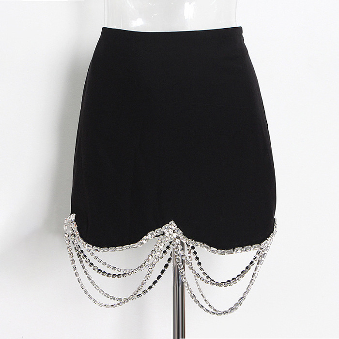 SUPER WHOLESALE| Rinestone Chain Skirt Set
