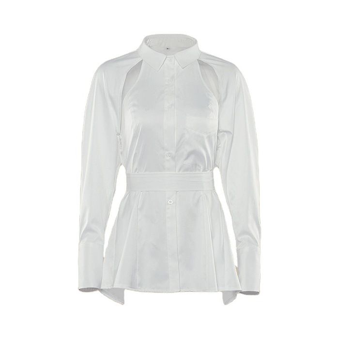 SUPER WHOLESALE|  Waist-Defining Backless Hollow-Out Tie-Up Shirt