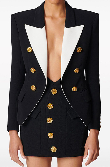 SUPER WHOLESALE| Big Collar Blazer & Skirt Set