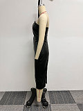 SUPER WHOLESALE| Pu Material Strapless Long Dress