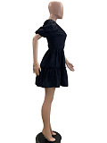 SUPER WHOLESALE| Puffy Shoulder A Shape Dress