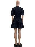 SUPER WHOLESALE| Puffy Shoulder A Shape Dress