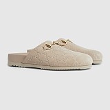 SUPER WHOLESALE| Horsebit  sShearling-lined Suede Mules