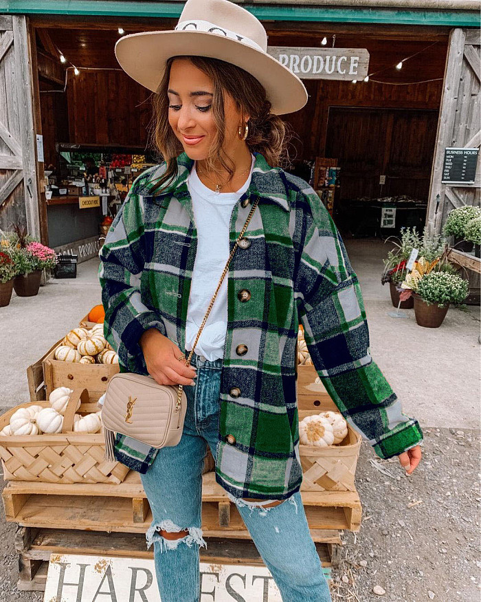 SUPER WHOLESALE| Plaid Shirt Top