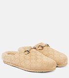 SUPER WHOLESALE| Horsebit Shearling-lined Suede Mules