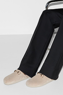 SUPER WHOLESALE| Horsebit  sShearling-lined Suede Mules