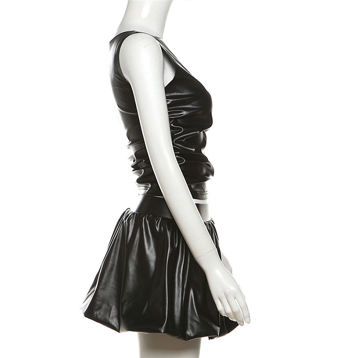 SUPER WHOLESALE |  Asymmertrical Shoulder Skirt Set