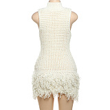 SUPER WHOLESALE | Off Shoulder Knitted Dress with Fringes Bottom
