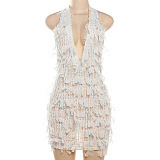 SUPER WHOLESALE | Halter Plunging Neck Mini Dress