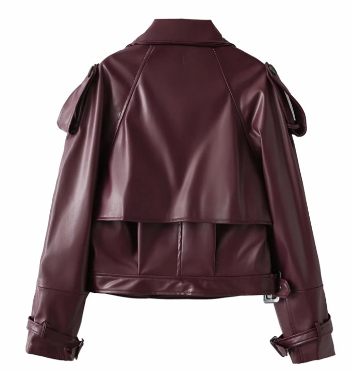 SUPER WHOLESALE | Lantern Sleeve Pu Jacket Top