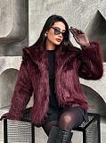 SUPER WHOLESALE | Turn-down Wool Top in Wine Red