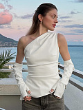 SUPER WHOLESALE | Pu Material One-shoulder Vest with Gloves