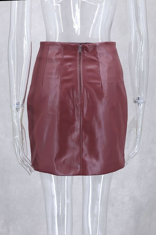 SUPER WHOLESALE | Pu Material Skirt Set