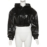 SUPER WHOLESALE | Leather Hoodie Crop Top