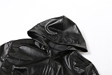 SUPER WHOLESALE | Leather Hoodie Crop Top