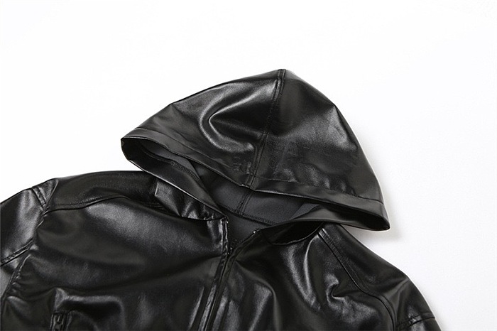 SUPER WHOLESALE | Leather Hoodie Crop Top