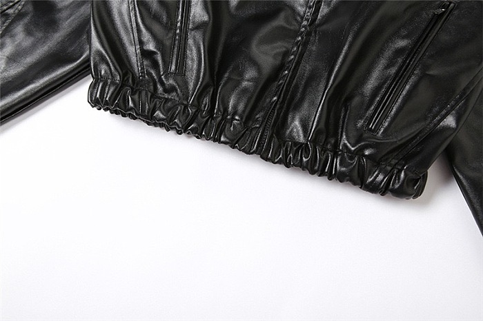 SUPER WHOLESALE | Leather Hoodie Crop Top