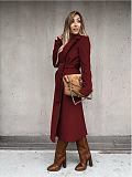 SUPER WHOLESALE | Woollen Long Coat in Wine Red