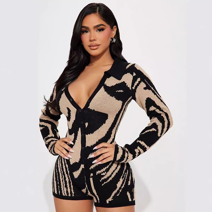 SUPER WHOLESALE | Knitted Romper in Two Tones