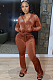 SUPER WHOLESALE | Velvet Rhinestone Letter Casual Set in Brown